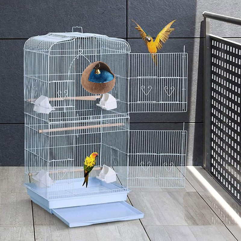 Natural Coconut Shell Bird Nest House Bed,Hanging Pet House Bed with Warm Mat and Bell,Bird Nest Breeding for Parrot Birds Finches Canary Pigeon Budgerigar Parakeet Cockatiel Hamster Small Pet House - PawsPlanet Australia