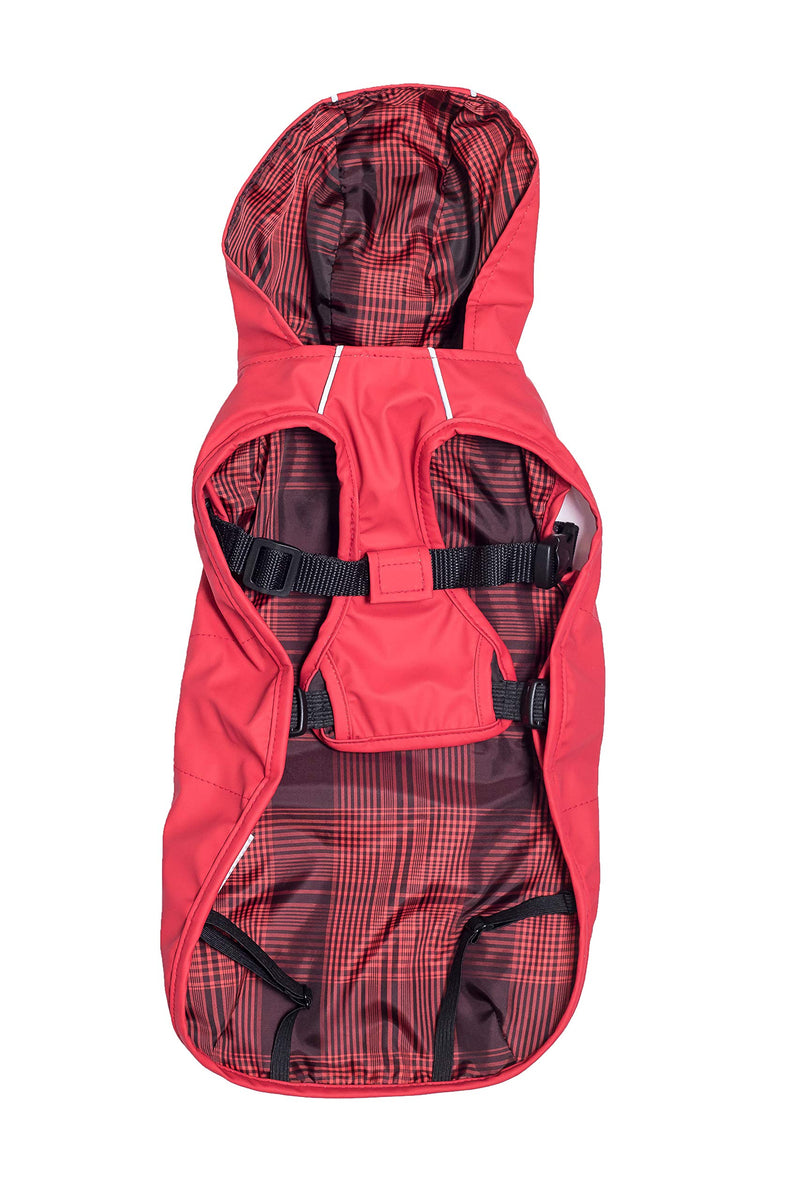 CHIARA Scotty Dog Raincoat 100 Percent Waterproof, Harness Integrated Sports Rain Jacket, Red 3XL - PawsPlanet Australia