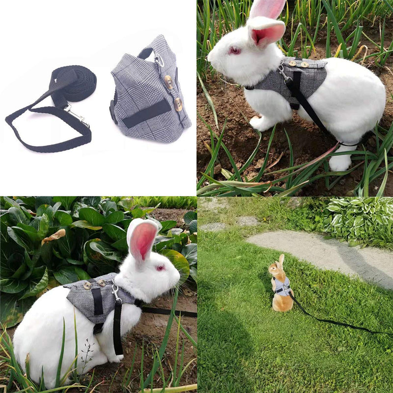 Wontee Rabbit Vest Harness and Leash Set Adjustable Formal Suit Style for Bunny Kitten Small Animal Walking - PawsPlanet Australia