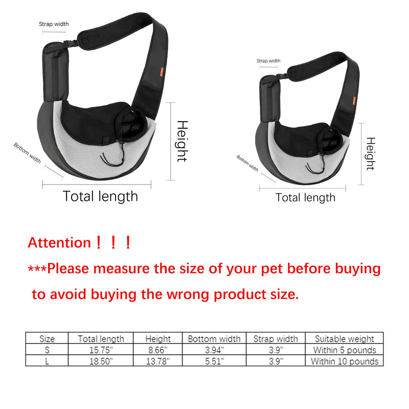 [Australia] - KUSSONLI Small Pet Dogs Hands Free Adjustable Carrier Sling,Travel Safety Sling Bag,Carrier with Breathable mesh Design for Dogs and Cats Below 10lb,Machine Washable S 