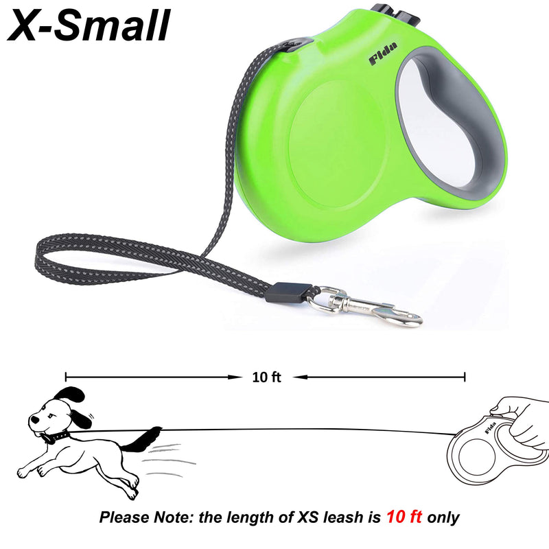 Fida Retractable Dog Leash, 10ft Heavy Duty Pet Walking Leash for X-Small Dog or Cat up to 18 lbs, Tangle Free. One-Hand Brake (X-Small, Green) - PawsPlanet Australia