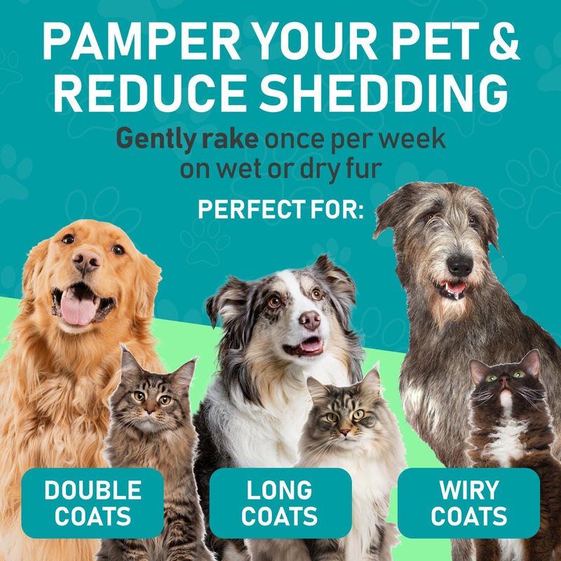 Maxpower Planet Pet Grooming Brush Undercoat Rake Bundle, Dog Frisbee 2 Pack Easy to Spot Disc and Dog Brush for Shedding, Blue - PawsPlanet Australia