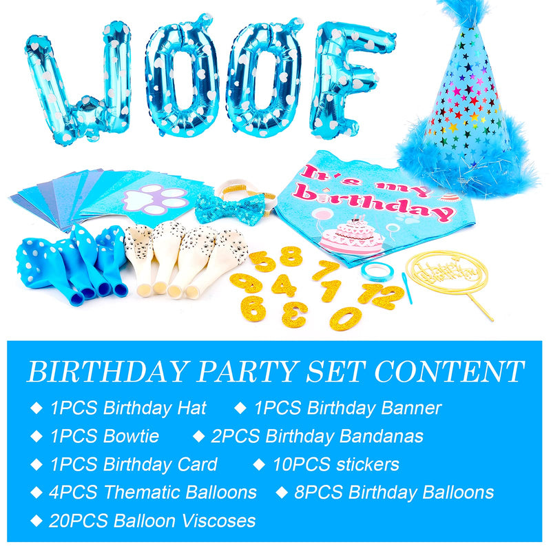 Dogs' Supplies for Birthday Blue or Pink Pet Bandanas,Hats,Balloons Sets - PawsPlanet Australia