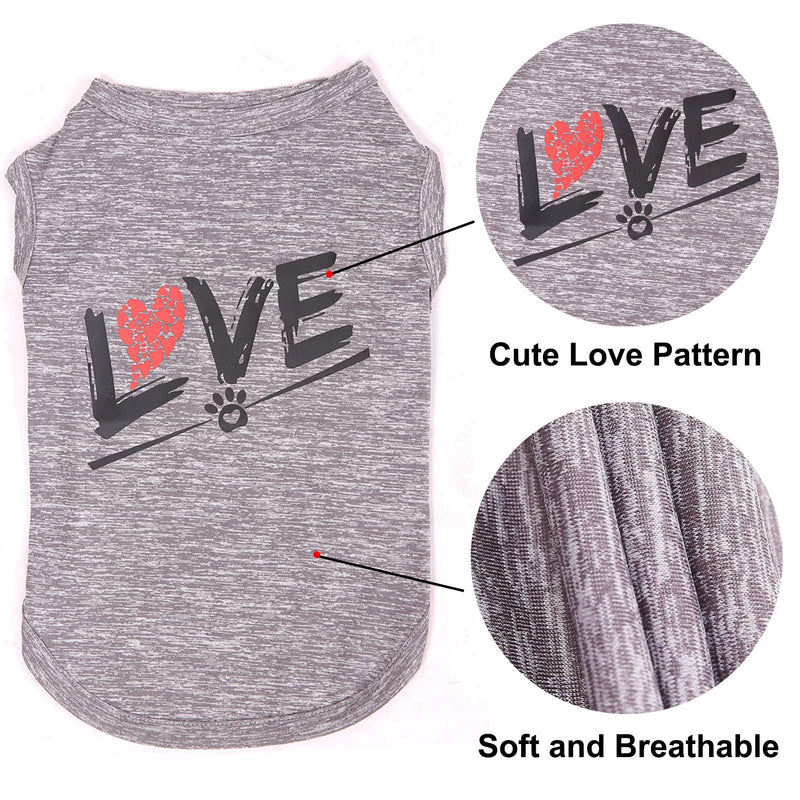 LKEX Dog Shirt/Owner T-Shirt，Soft Breathable Apparel Puppy Costumes Casual Cozy Vests Outfits，Love Pattern Matching Pets/Mommy Athletic Tops Clothes for Small Medium Large Dogs Cats（XS,Pet） X-Small Gray-Pet - PawsPlanet Australia