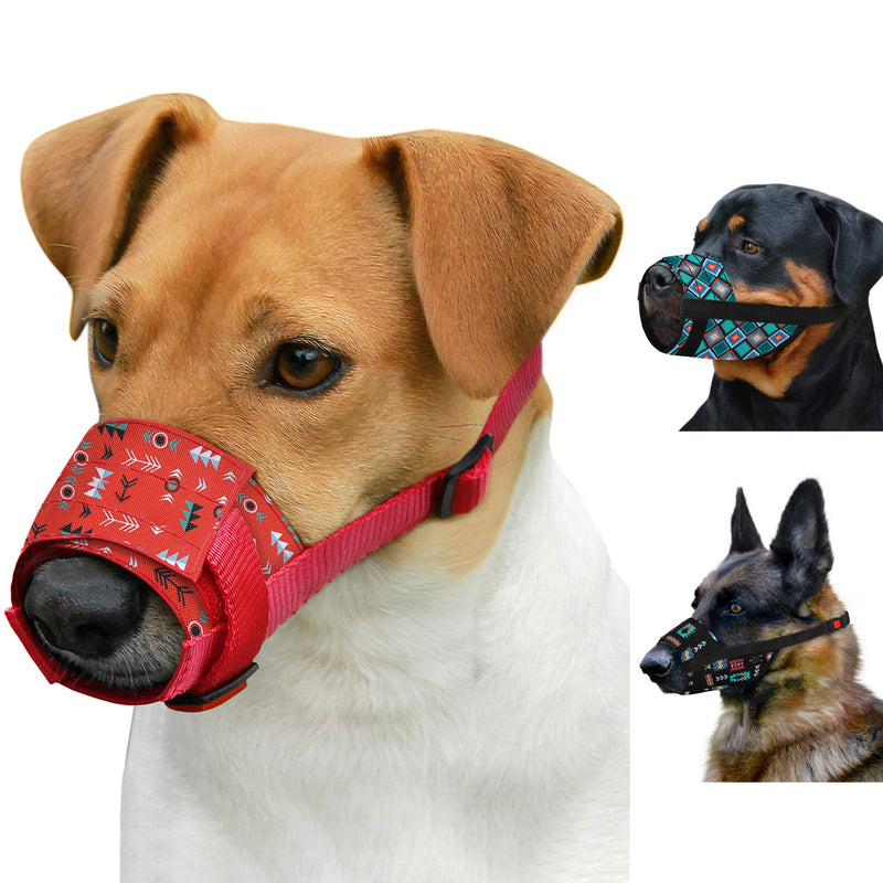 CollarDirect Dog Muzzle - Adjustable, Soft, Breathable, Nylon for Small, Medium, Large Dogs, Against Chewing, Barking, Biting - 3 Tribal Patterns (Pattern 1) Pattern 1 S - PawsPlanet Australia