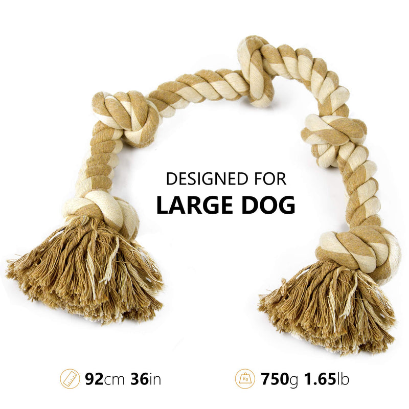 PetiFine Dog Rope Toys for Aggressive Chewers, Heavy Duty Dog Chew Rope Toys for Large Medium Dogs- 3 Feet 5 Knots Tough Interactive Dog Rope Toy for Teeth Cleaning - PawsPlanet Australia