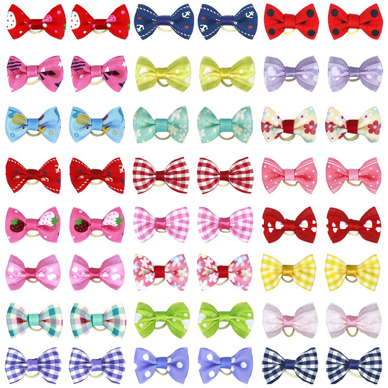 NATUCE 50 Pcs Dog Hair Bows, Pet Hair Accessory, Pet Hair Bows Tie with Rubber Bands for Cat Puppy, Topknot Grooming accessory - PawsPlanet Australia