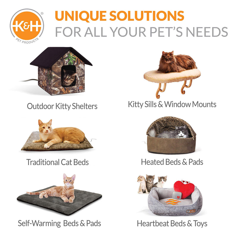 K&H PET PRODUCTS EZ Mount Kitty Sill Deluxe with Bolster Chocolate 12 X 23 Inches - PawsPlanet Australia
