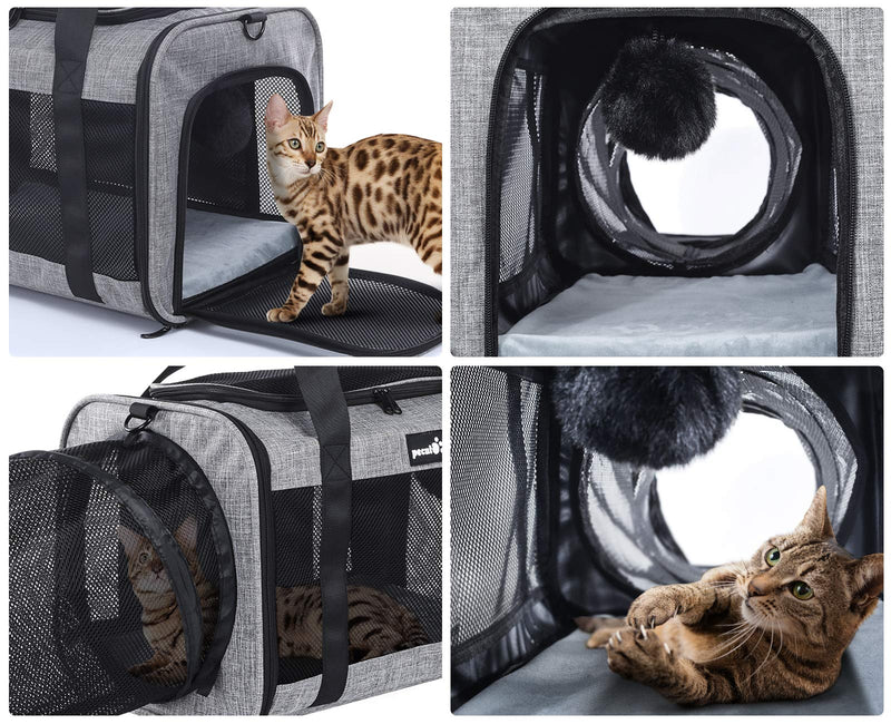 pecute Cat Carrier with Tunnel Design, Dog & Cat Airline-Approved Stable Handbag Breathable Mesh - Portable Pet Travel Bag Removable Cushion Spacious - Foldable Easy to Use for Cats and Puppies - PawsPlanet Australia
