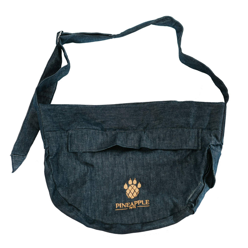 Pineapple Pets Hands-Free Dog Sling, Sustainably Made in Costa Rica, Locally Sourced Materials - Small Pet Carrier with Built-in Safety Latches, Adjustable Shoulder Strap - Lightweight Design Blue Denim - PawsPlanet Australia