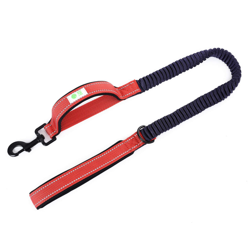 Mile High Life | 3Feet- 5Feet Dog Bungee Walking Leash w Control Handle | Reflective Gentle Pull Training Lead | Soft Padding Dog Poop Bag Holder Ring(Red ) Red - PawsPlanet Australia