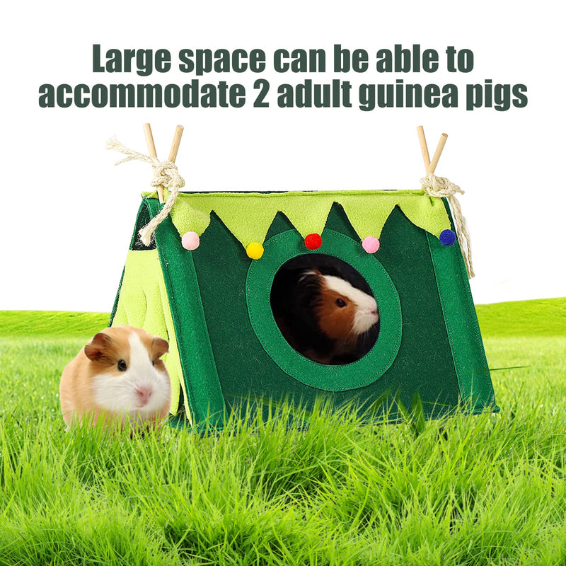 TUAKIMCE Guinea Pig House Bed Small Animal Hideout Hamster Hideaway Tent House Triangular Shelter for Hamster Guinea Pig Hedgehog Dwarf rabbit Degu Ferret Chinchilla green+wash cloth - PawsPlanet Australia