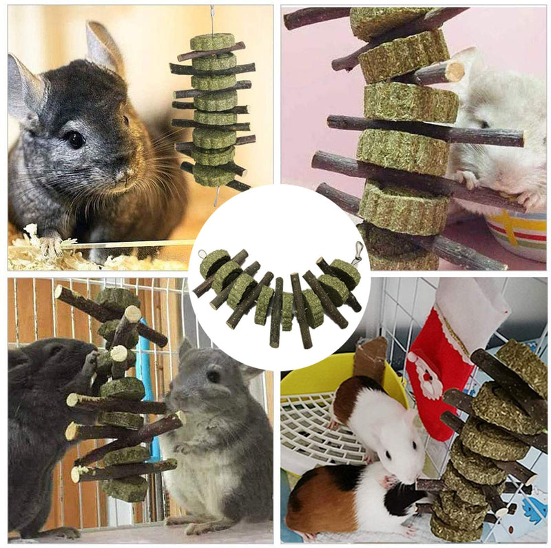 YUEMING Rabbit Chew Toys, Bunny Hamster Chew Toys with Organic Apple Wood Molar Sticks Natural Grass Cake, Teeth Grinding Toy for Parrot Chinchillas Guinea Pig Gerbils Rats Chewing Playing - PawsPlanet Australia