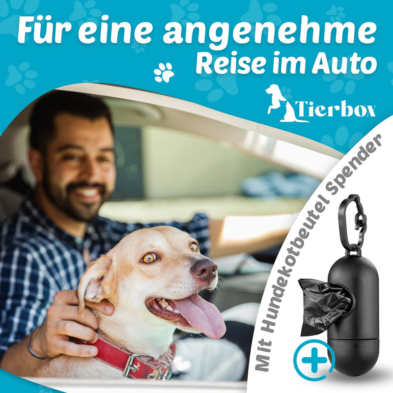 TIERBOX Premium Set Dog Car Seat with Seat Belt, Dog Poop Bag Dispenser and Leash Clip + 20 Garbage Bags, Transport Box for Small to Medium Dogs as Car Accessories (Black) - PawsPlanet Australia