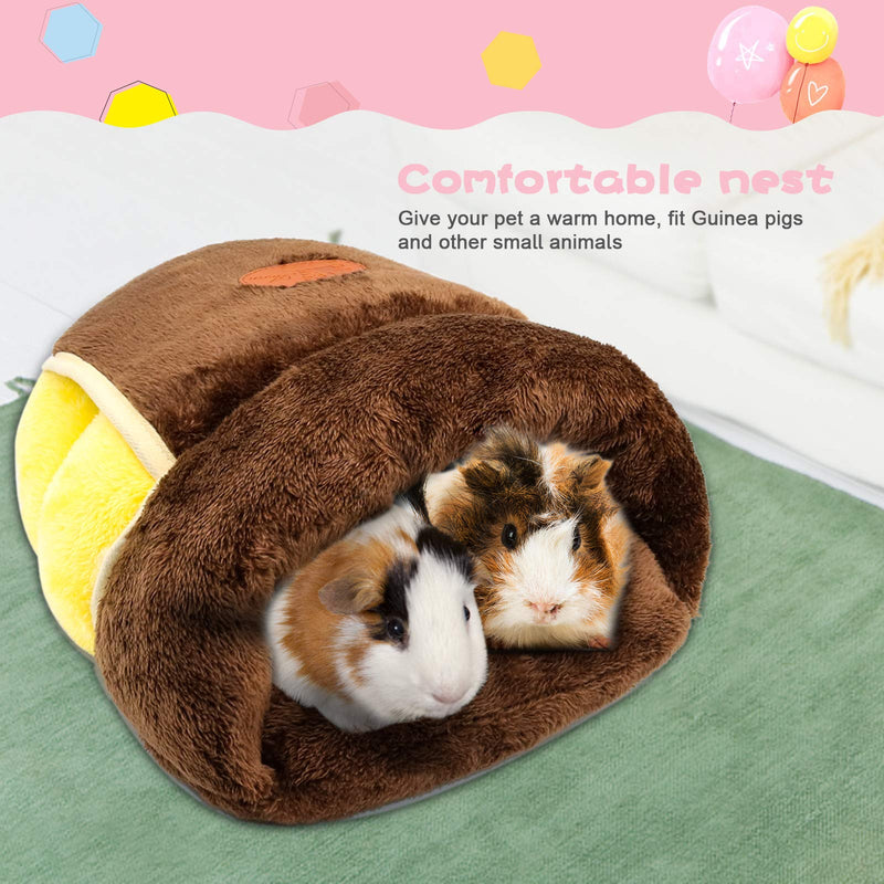 YUEPET Guinea Pig Bed Cuddle Cave Warm Fleece Cozy House Bedding Sleeping Cushion Cage Nest for Small Animal Squirrel Chinchilla Hedgehog Cage Accessories Brown - PawsPlanet Australia