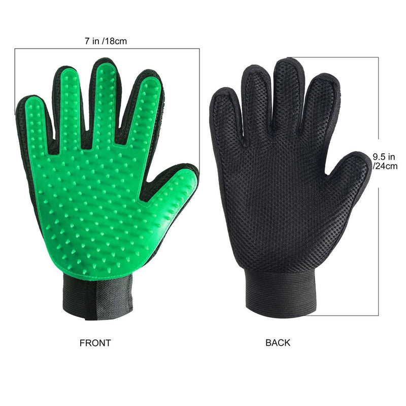 VingaHouse Pet Beauty Gloves, A pair of Brush Removal Gloves, Brush Removal Efficient Pet Hair Removal Gloves, Cat and Dog Left and Right Hand Hair Removal Tools(Green) Green - PawsPlanet Australia