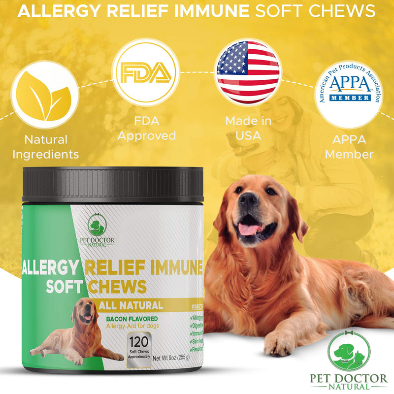 Allergy Relief Supplement for Dogs - Omega 3, Colostrum, Probiotics, Turmeric, Valerian, Licorice, Apple Cider Vinegar - for Seasonal Allergies + Anti Itch, Healthy skin, Skin Hot Spots - PawsPlanet Australia