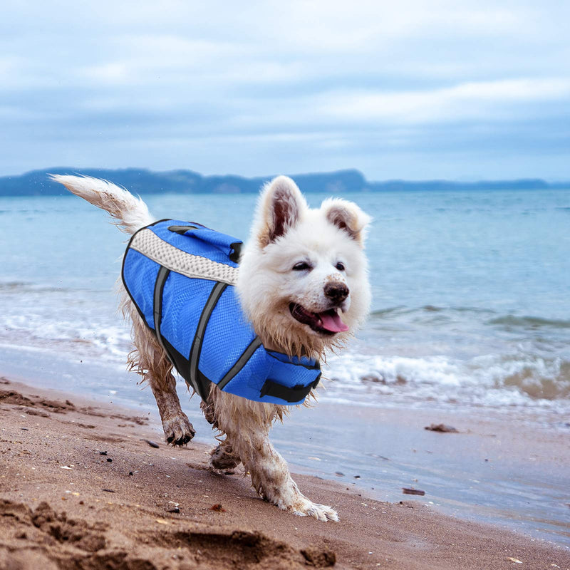 Dog Life Jacket Vest Pet Lifesaver Preserver High Buoyancy with Aid Grab Handle for Small, Medium Dogs Blue,S - PawsPlanet Australia