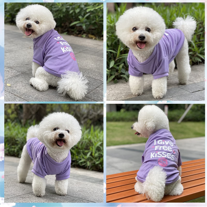 PETCARE Puppy Dog T Shirt Cat Clothes Cotton Breathable Print Tee Shirts for Small Dogs Girl Chihuahua Yorkie Shih Tzu Pet Apparel,Pack of 3 XS(Chest 9.44 " ~10.62 " ; Weight 1~3 lbs) red+blue+purple - PawsPlanet Australia