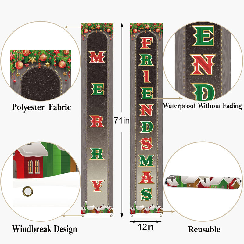Jiudungs Friendsmas Party Decoration Outdoor Merry Friendsmas Banner Christmas Xmas Winter Friends Party Decor and Supplies for Home Party - PawsPlanet Australia