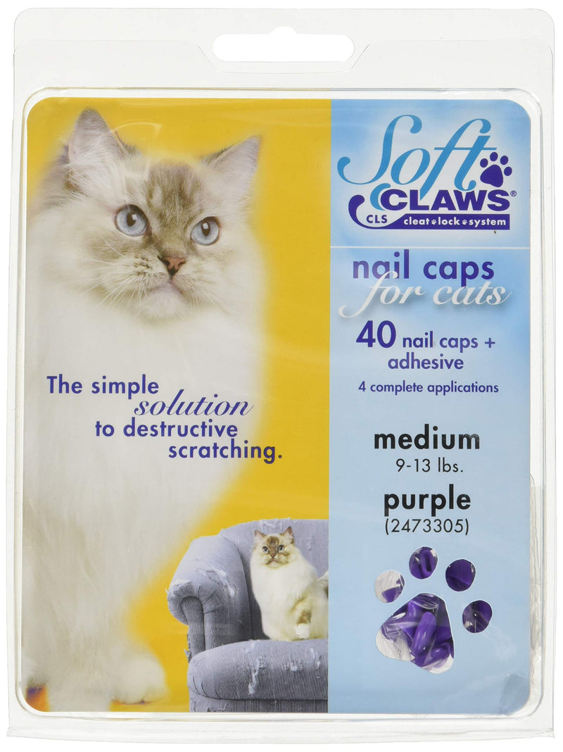 [Australia] - Feline Soft Claws Cat Nail Caps Take-Home Kit, Medium, Purple 