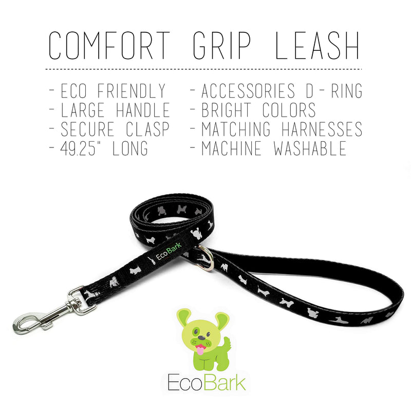 EcoBark Comfort Padded Dog Leash Strong Heavy Duty Handle for Pleasant Dog Walks When Pulling, Bright Colors for Safety - Great for Dog Training & Walking, Leash Lead Control Black - PawsPlanet Australia