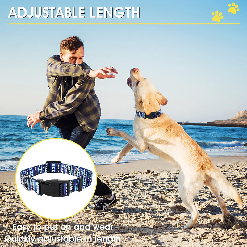 cobee Nylon Bohemian Pattern Dog Collar Adjustable Puppy Collars Ethnic Style Collar Soft Comfortable Pet Collar for Dogs and Cats (Bohemian Blue, Size S) Bohemian Blue, Size S - PawsPlanet Australia