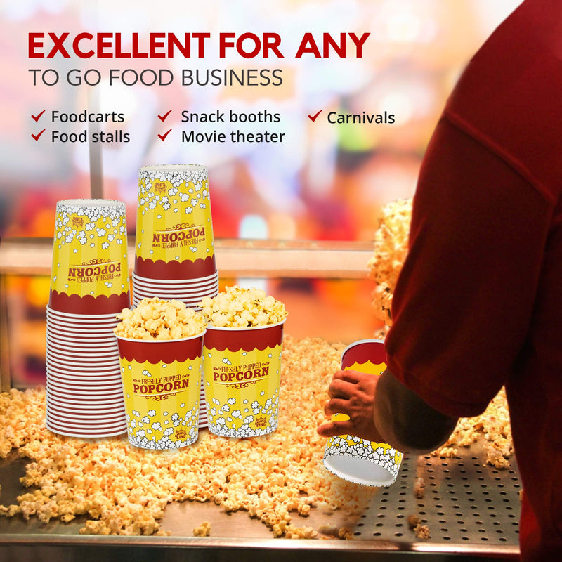 [25 Pack] Popcorn Buckets Disposable - 32 Oz Yellow and Red Paper Popcorn Containers - Solo Popcorn Tubs for Home and Theater Movie Night - Popcorn Cups for Circus, Carnival Theme Party Decorations 25 - PawsPlanet Australia
