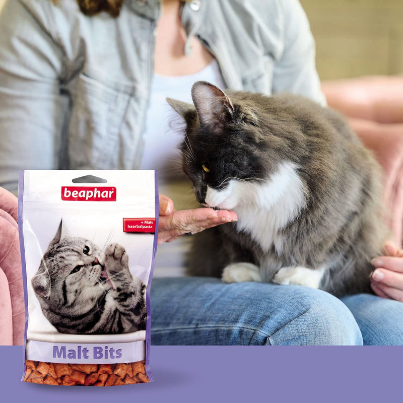 Beaphar Malt Bits - For Cats - Naturally Supports the Shedding of Swallowed Hair - Cat Snacks - Pack of 1 (1 x 150 g) 150 g (Pack of 1) - PawsPlanet Australia