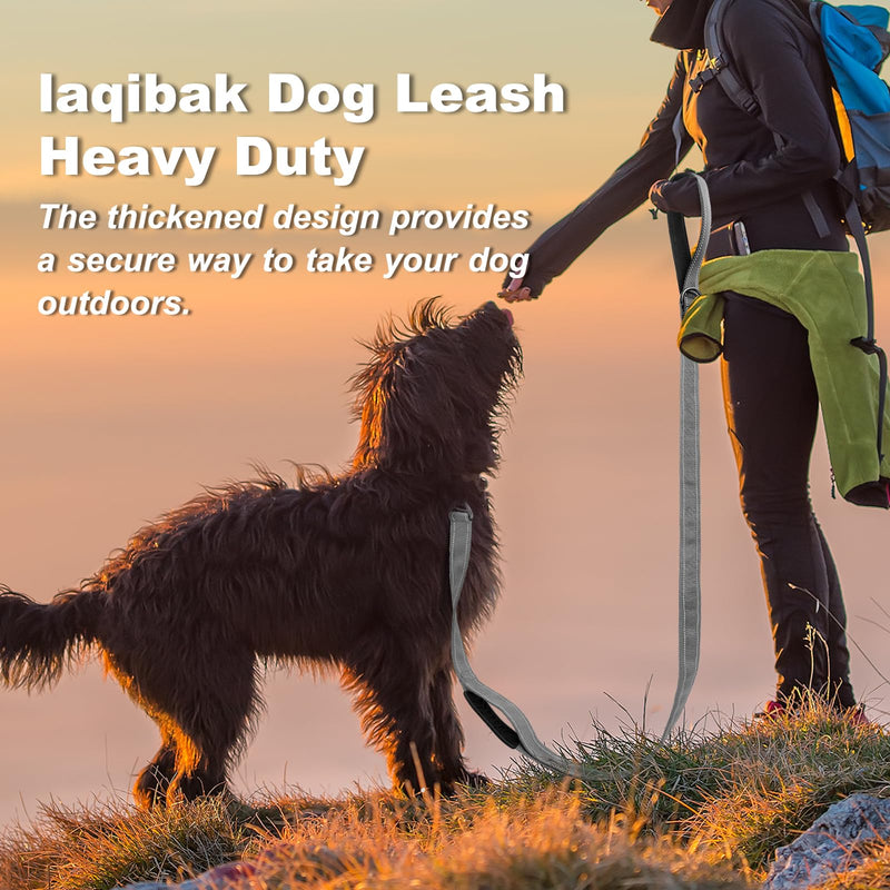 Heavy Duty Dog Leash, Laqibak Double-Sided Reflective Double Handle Dog Leash - Double-Layer Thickening, Lockable Safety Carabiner Design, 6 FT Perfect for Medium & Large Dogs Joyful Strolls, Grey - PawsPlanet Australia