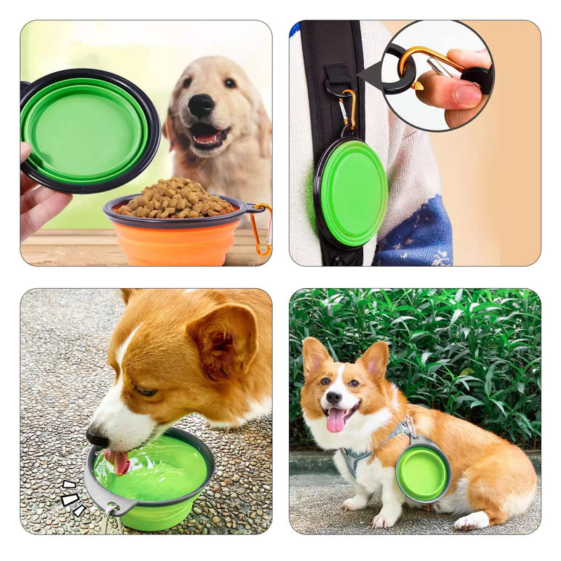 Baphoiiw Collapsible Dog Bowl,Portable Foldable Dog Bowl,Food Safe Silicone Food & Water Bowls for Pets,Travel Bowls Pets Cats Puppies Water Feeding Bowls for Walking Camping Outdoors Small Green - PawsPlanet Australia