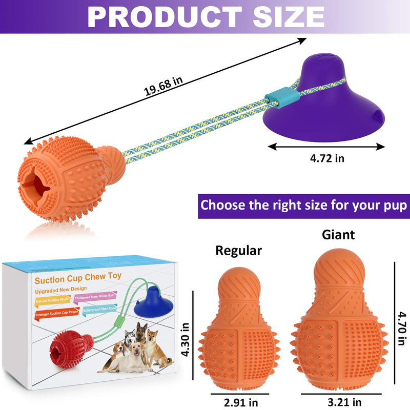 [Australia] - KLOMIER Dog Chew Toys for Aggressive chewers,Puppy Dog Teething Puzzle Treats Ball Toys for Boredom Chews,Durable Rubber Interactive Tug Dog Toys with Strong Suction Cup Power for Large Small Dogs Giant/Up to 75 lbs Orange-Purple 