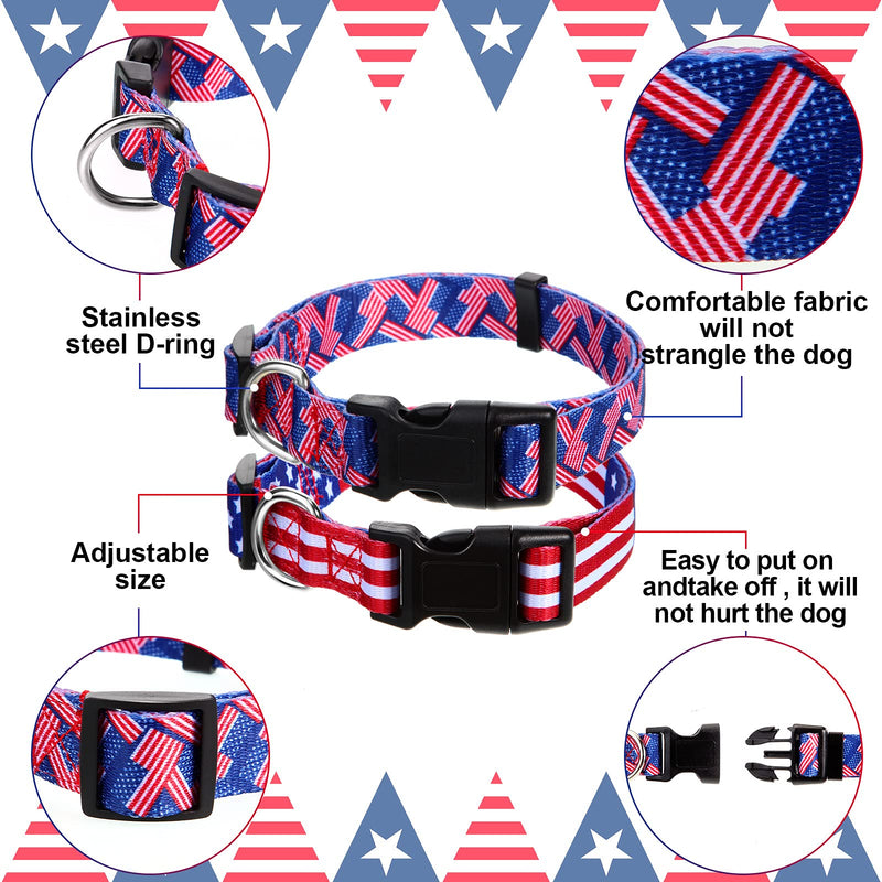 3 Pieces American Flag Dog Collars Adjustable Soft Comfortable Pet Collars for Cats Dogs and Puppies (S) S - PawsPlanet Australia