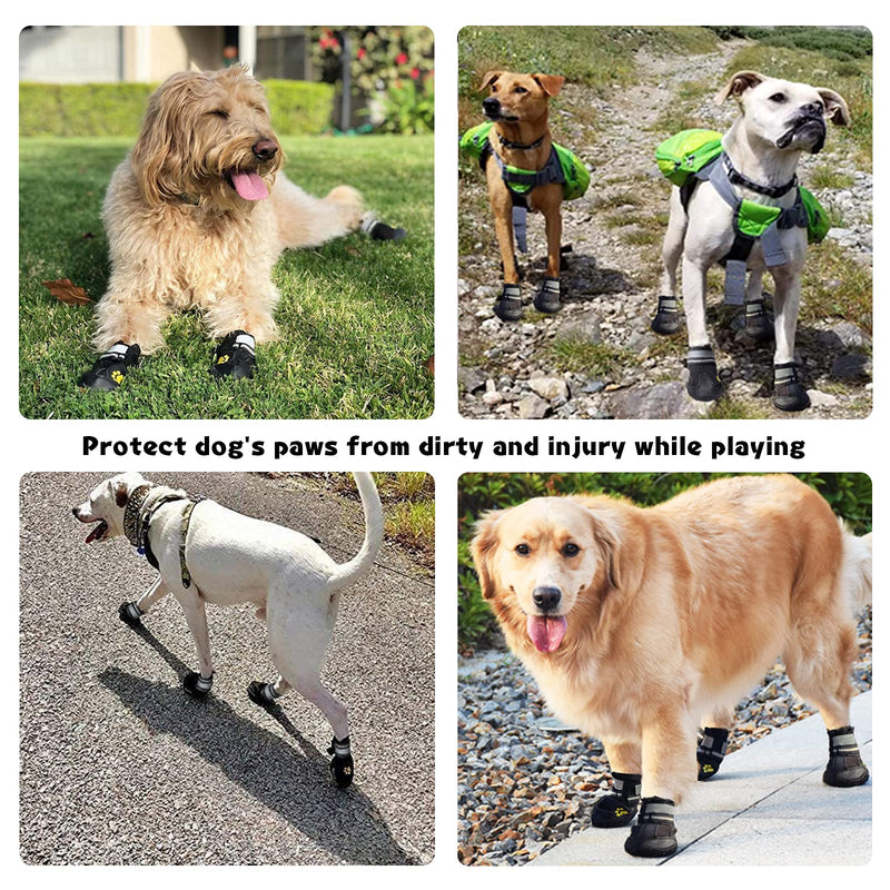 WOWLAND Dog Shoes Dog Boots Dog Paw Protection Waterproof Dog Booties with Adjustable Reflective Straps, Rugged Anti-Slip Sole for Medium Dogs 4PCS - PawsPlanet Australia