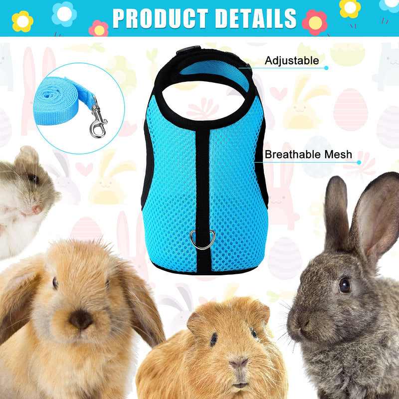 3 Pieces Bunny Rabbit Harness with Leash Adjustable Guinea Pig Harness Rabbit Buckle Breathable Mesh Pet Vest for Bunny Ferret Chinchilla and Similar Small Animals S - PawsPlanet Australia