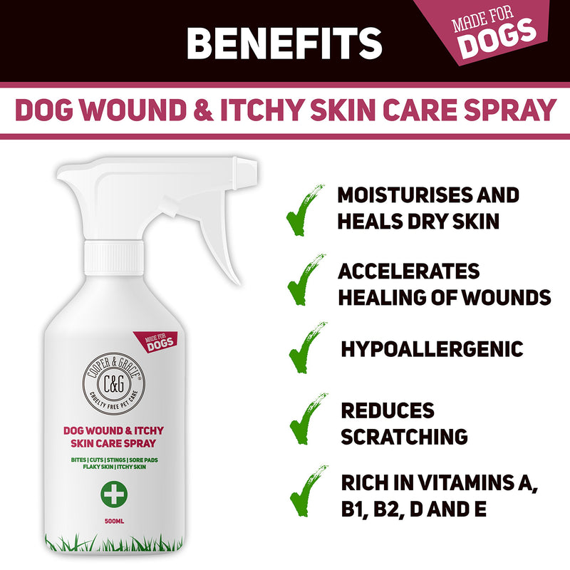 Cooper And Gracie Wound Spray For Stinky Itchy Dogs 500 ML | Purple First Aid Sprays | Dog Animal Skin Cuts Wounds Treatment - PawsPlanet Australia