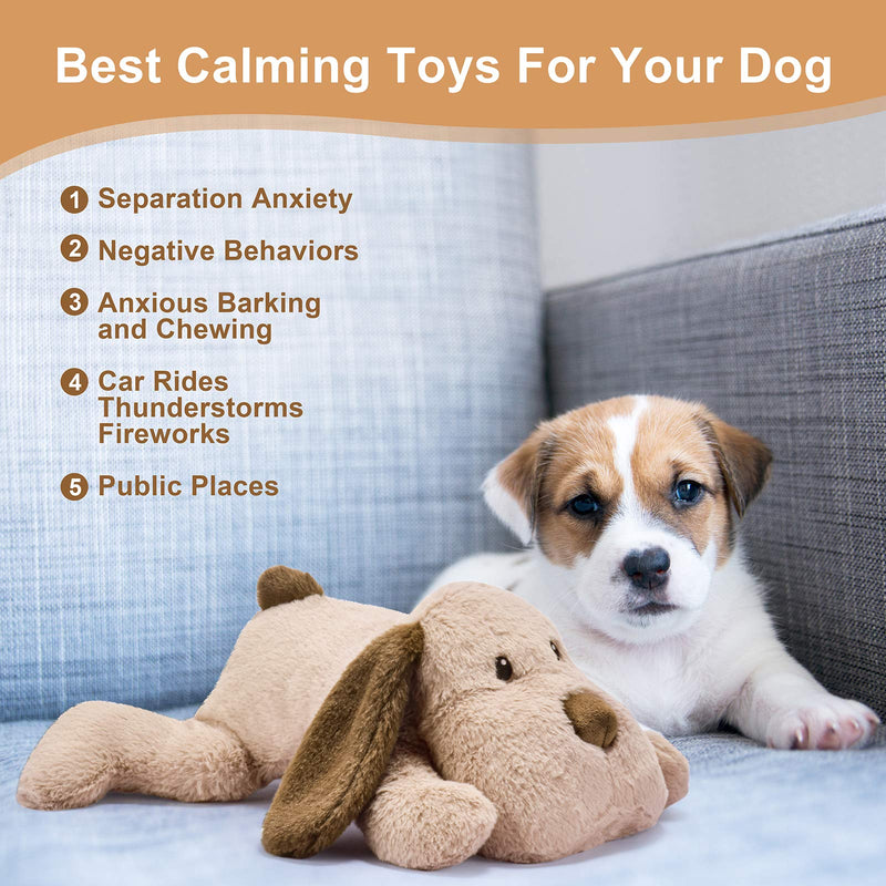 Moropaky Puppy Toy with Heartbeat Dog Training Toy for Separation Anxiety Claming Behavioral aid, Heartbeat Toy Plush Toys for Dogs Cats Pets Puppy Starter Kit Brown - PawsPlanet Australia