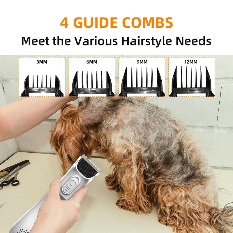 Dog Clippers for Grooming Dog Hair Trimmer Kit Vacuum Dog Clippers 3-Speed Low Noise Rechargeable Cordless Pet Shaver Clippers Tools for Small & Large Dogs Cats - PawsPlanet Australia