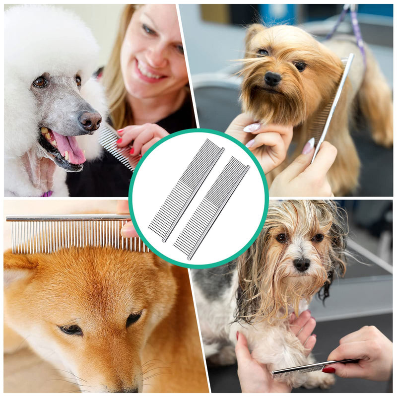 Stainless steel pet comb for dogs and cats, pet grooming comb for removing tangles and knots, with comb for grooming dogs, cats and other pets-2pcs - PawsPlanet Australia