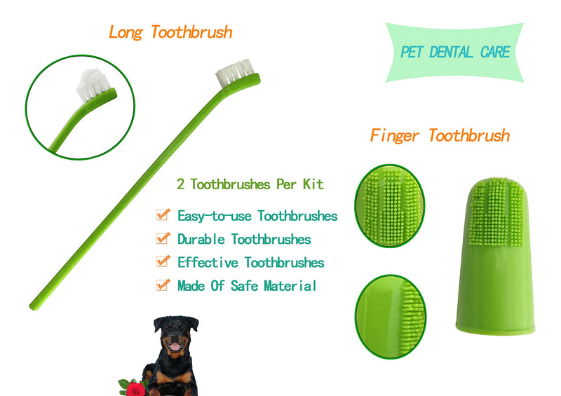 Dolzzeiy Dog Dental Care Oral Teeth Care Eliminates Bad Dog Breath with Beef Flavor Scent Toothpaste,Long Toothbrush and Finger Toothbrushes Remove Tartar & Plaque for Cats and Dogs - PawsPlanet Australia