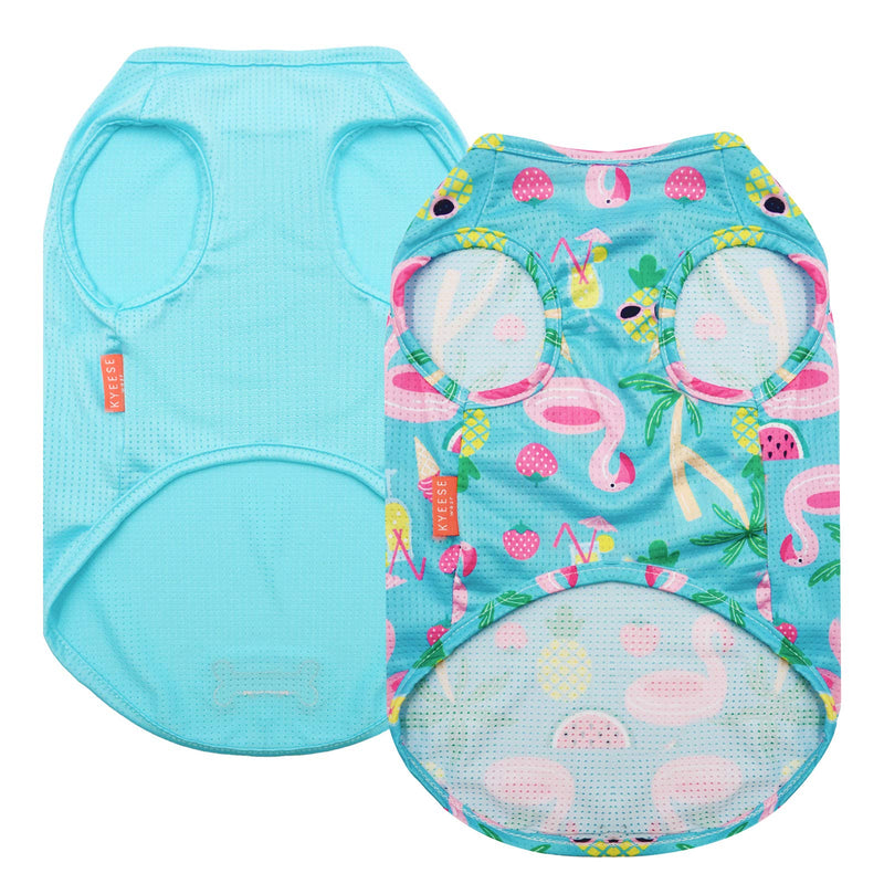kyeese 2 Pack Dog Shirts Quick Dry Lightweight Dog T-Shirts with Reflective Label Tank Top Sleeveless Dog Vest for Small Dogs Great for Summer Flamingo Pattern Large 2Pack (Flamingo+Blue) - PawsPlanet Australia