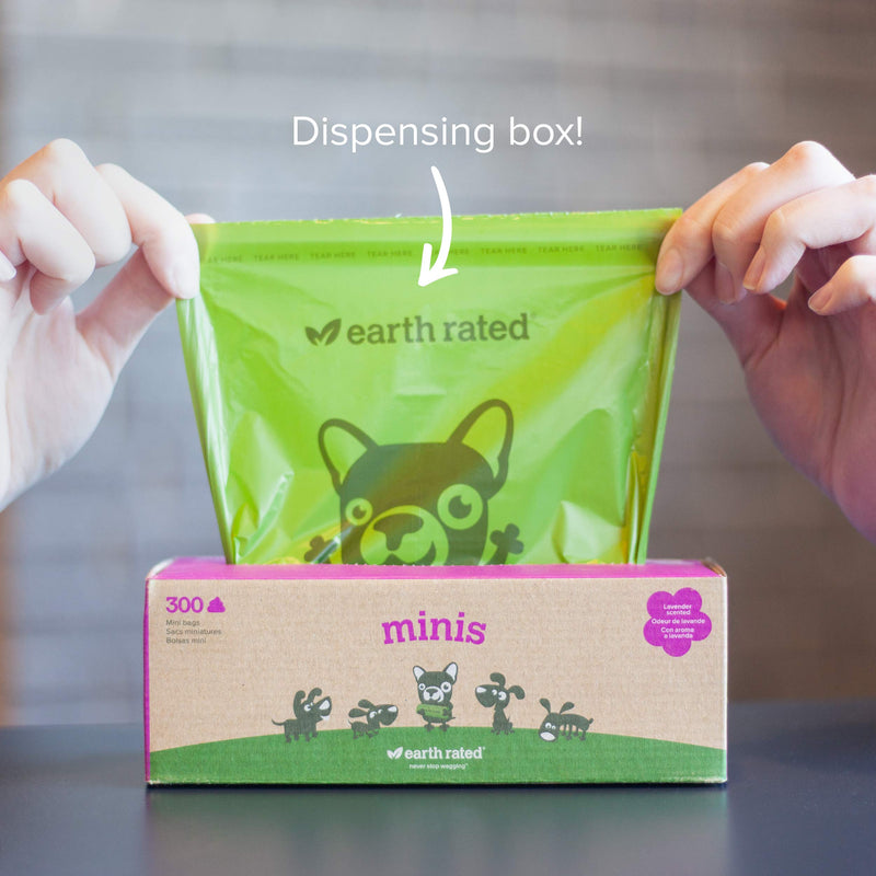 [Australia] - Earth Rated Mini Poop Bags, Lavender-Scented, Pet Waste Bags for Small Dogs, 300 Bags on a Single Roll, Each Dog Poop Bag Measures 6.5 x 9.5 inches 