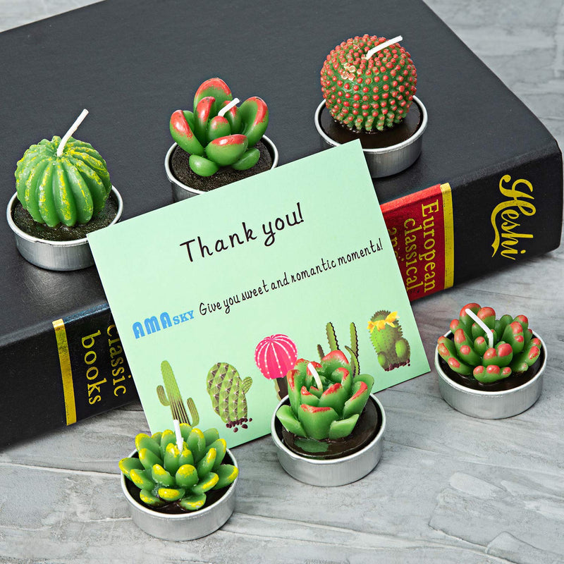 AMASKY Handmade Delicate Succulent Cactus Candles for Birthday Party Wedding Spa Home Decoration (6 Packs(2)) 6 Packs(2) - PawsPlanet Australia