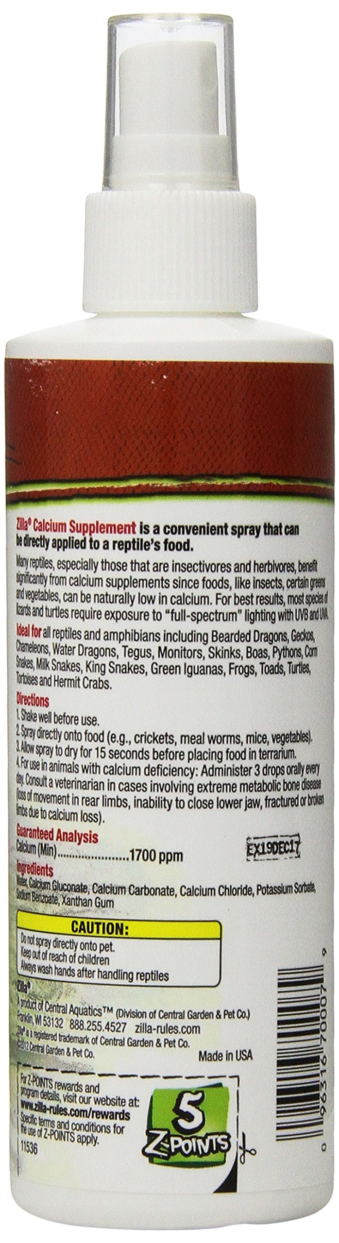 [Australia] - Zilla Calcium Supplement Reptile Food Spray 8-Ounce 