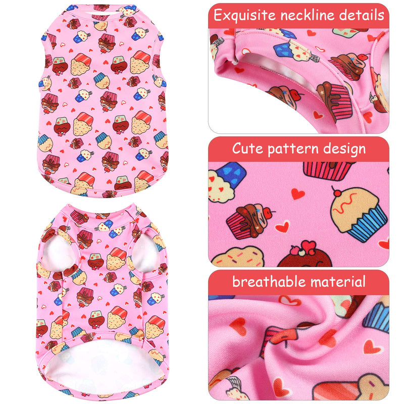 6 Pieces Dog Tee Shirts Puppy Sleeveless T-Shirt Pet Clothes with Hamburger Ice Cream Candy Doughnut French Fries for Dog and Cat Wear, 6 Styles - PawsPlanet Australia