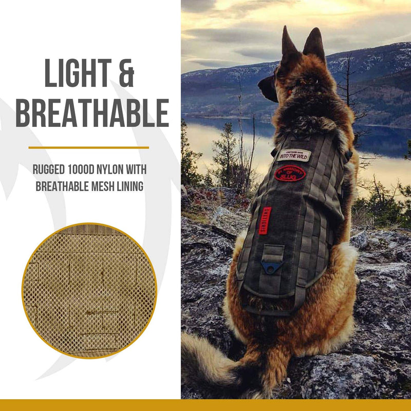 [Australia] - OneTigris Tactical Dog Training Vest Harness with Mesh Padding and Two Handles (Coyote Brown - Upgraded Version, L / 49cm) 