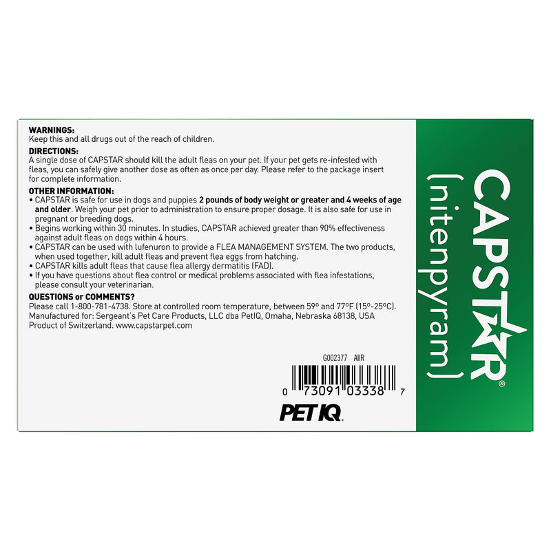 Capstar Fast-Acting Oral Flea Treatment for Dogs Large Dogs, 26-125 lbs - PawsPlanet Australia