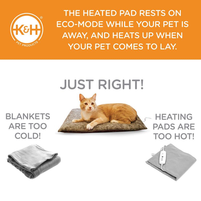 [Australia] - K&H Pet Products Amazin' Thermo-Kitty Pad Gray 15" x 20" 4W (Heated) Traps Cat Hair and Dander! 