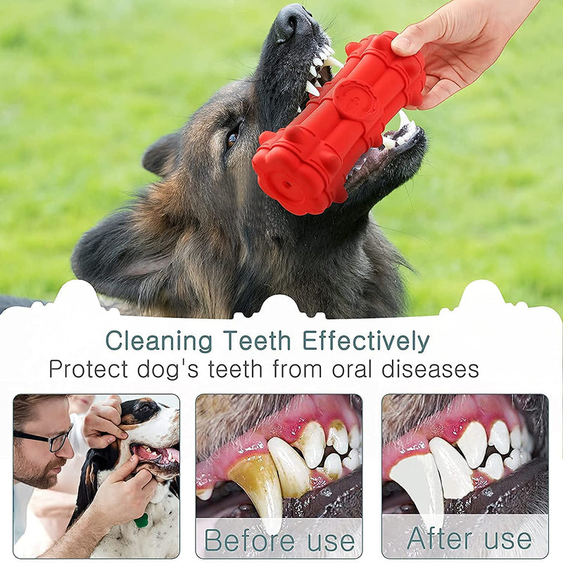 FLUESTON Dog Chew Toys for Aggressive Chewers Large Breed, Dog Squeaky Toys-Natural Rubber Dog Toothbrush Chew Toy, Squeaky Dog Toys for Medium Large Dogs, Interactive Dog Toys - PawsPlanet Australia