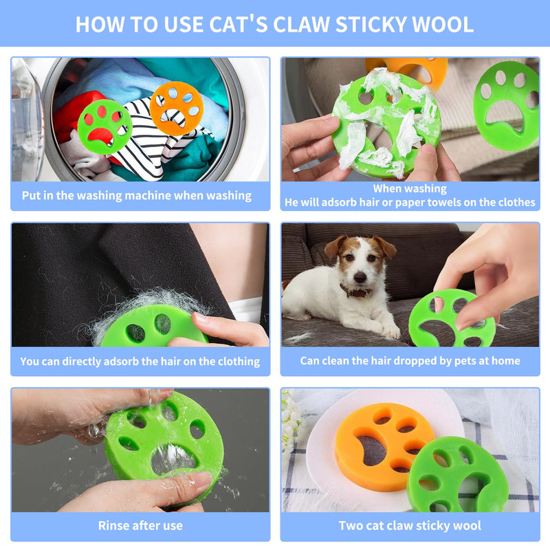 Pack of 5 magic paws, pet hair remover, magic paw lint brush, animal hair remover brush, cat hair removal, lint brush, animal hair, for removing sweaters, woven jackets, animal dust, carpets, furniture, plastic - PawsPlanet Australia